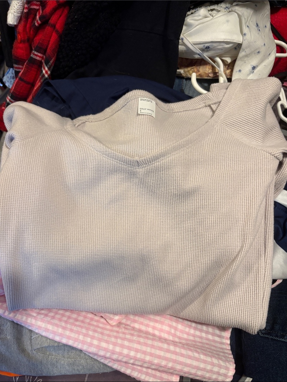 Gilly Hicks Cream Waffle-Knit V-Neck Sweater